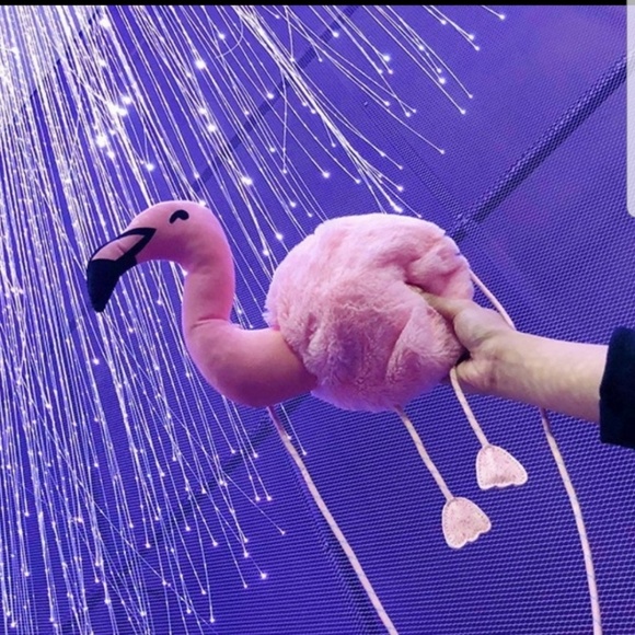 SOLD Flamingo pom pom purse - Picture 1 of 8